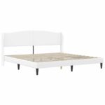 vidaXL Rám postele s čelnou doskou Biela 200 x 200 cm Umelá koža – Obrázok 3