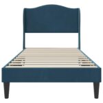 vidaXL Rám postele s čelnou doskou Modrá 100 x 200 cm Zamat – Obrázok 4
