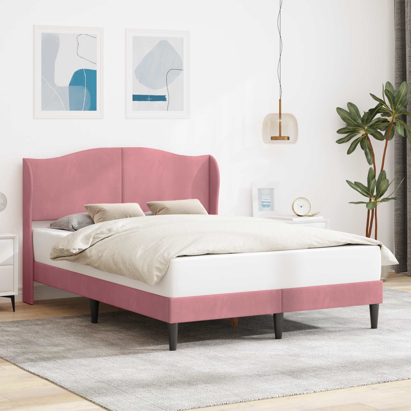 42027920_1.jpg vidaXL Rám postele s čelnou doskou Ružová 140 x 190 cm Zamat – Obrázok 1