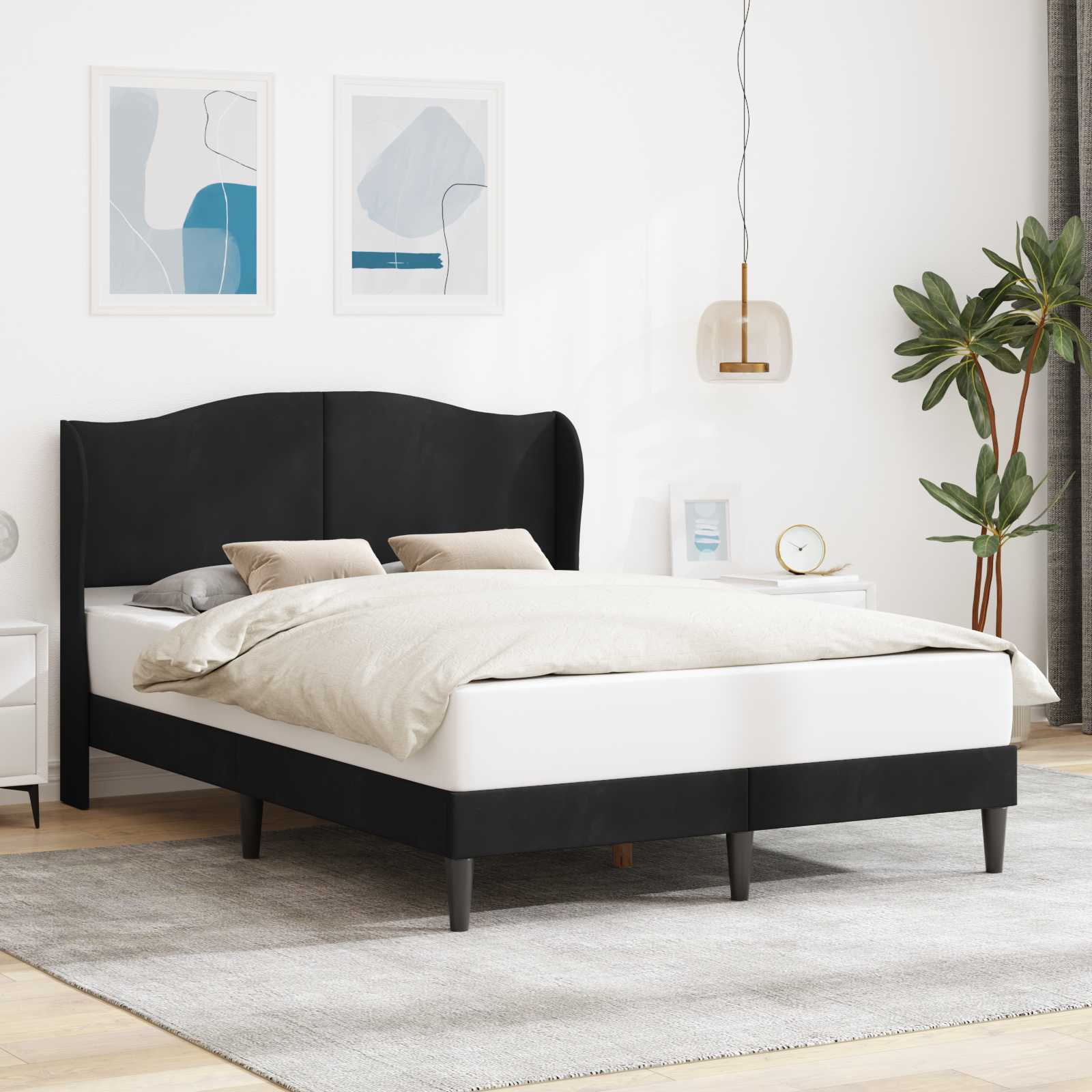 42027933_1.jpg vidaXL Rám postele s čelnou doskou Čierna 160 x 200 cm Zamat – Obrázok 1