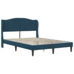 vidaXL Rám postele s čelnou doskou Modrá 160 x 200 cm Zamat – Obrázok 3
