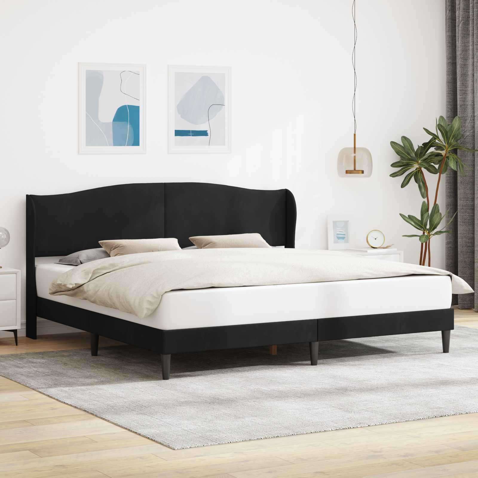 42027939_1.jpg vidaXL Rám postele s čelnou doskou Čierna 180 x 200 cm Zamat – Obrázok 1