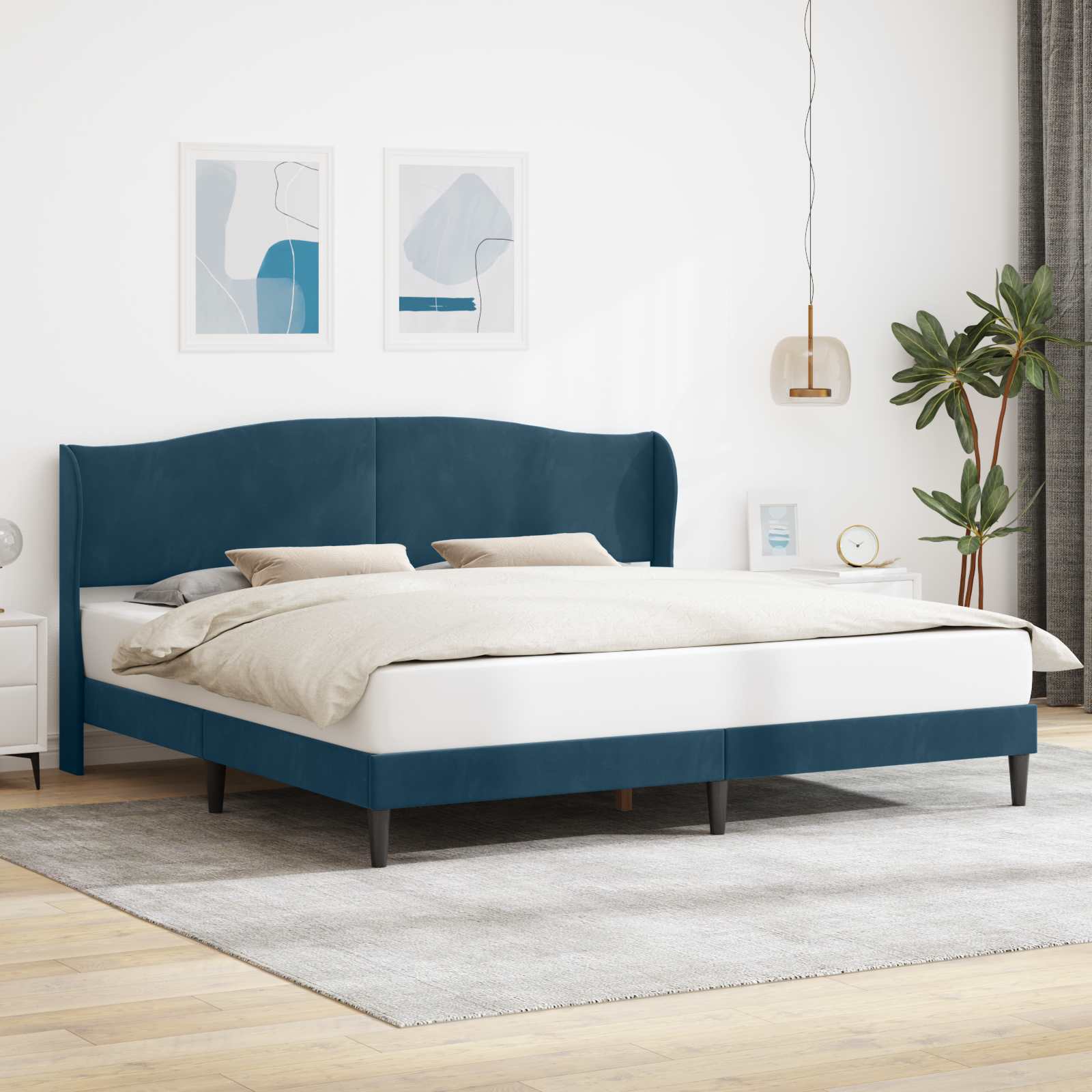 42027940_1.jpg vidaXL Rám postele s čelnou doskou Modrá 180 x 200 cm Zamat – Obrázok 1
