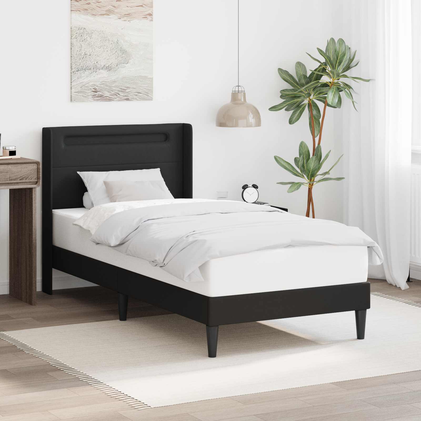 42027964_1.jpg vidaXL Rám postele s LED pásikmi Čierna 90 x 190 cm Umelá koža – Obrázok 1