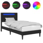 vidaXL Rám postele s LED pásikmi Čierna 100 x 200 cm Umelá koža – Obrázok 2