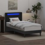 vidaXL Rám postele s LED pásikmi Čierna 100 x 200 cm Umelá koža – Obrázok 4