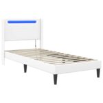 vidaXL Rám postele s LED pásikmi Biela 100 x 200 cm Umelá koža – Obrázok 5