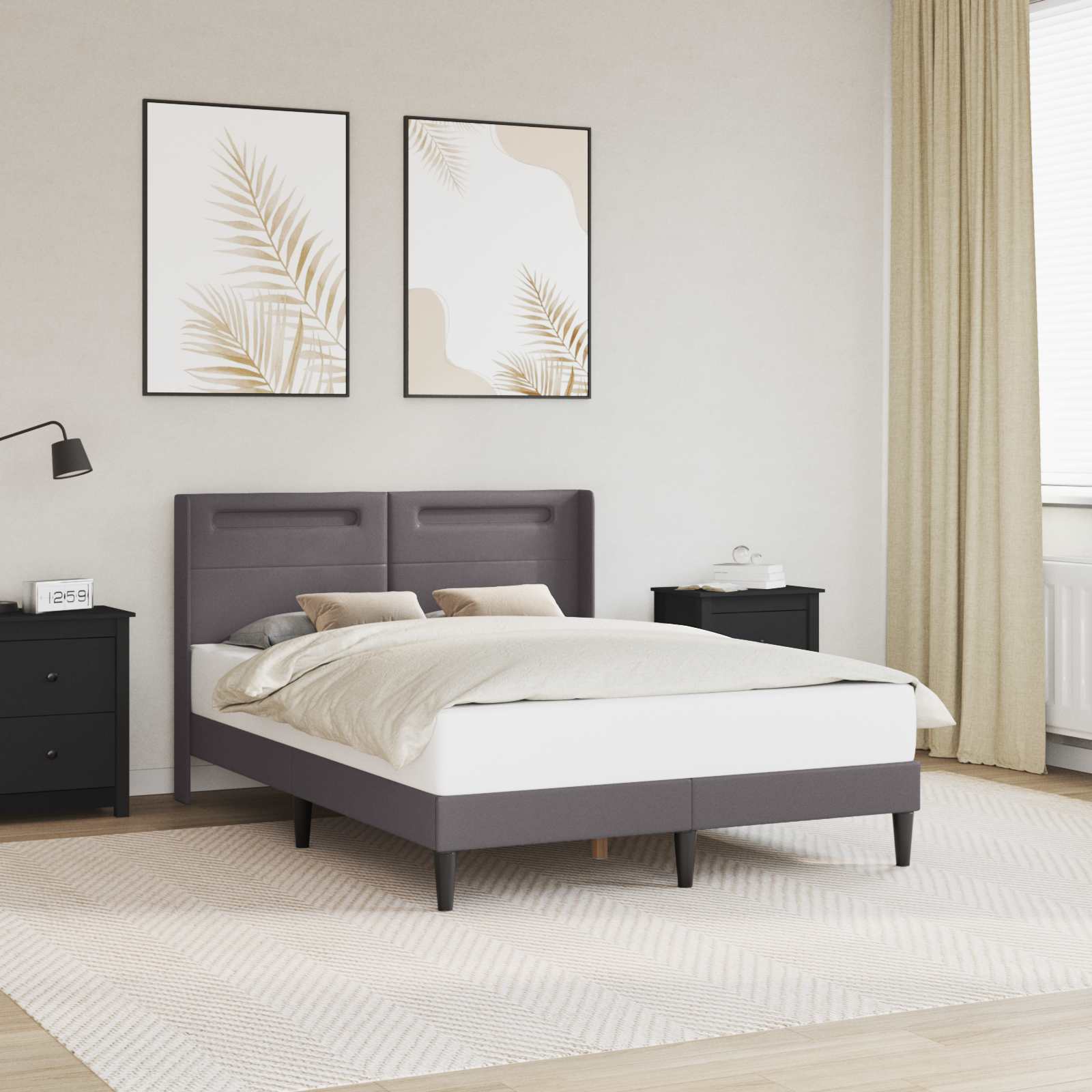 42027972_1.jpg vidaXL Rám postele s LED pásikmi Sivá 120 x 190 cm Umelá koža – Obrázok 1