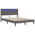 vidaXL Rám postele s LED pásikmi Sivá 120 x 190 cm Umelá koža – Obrázok 5