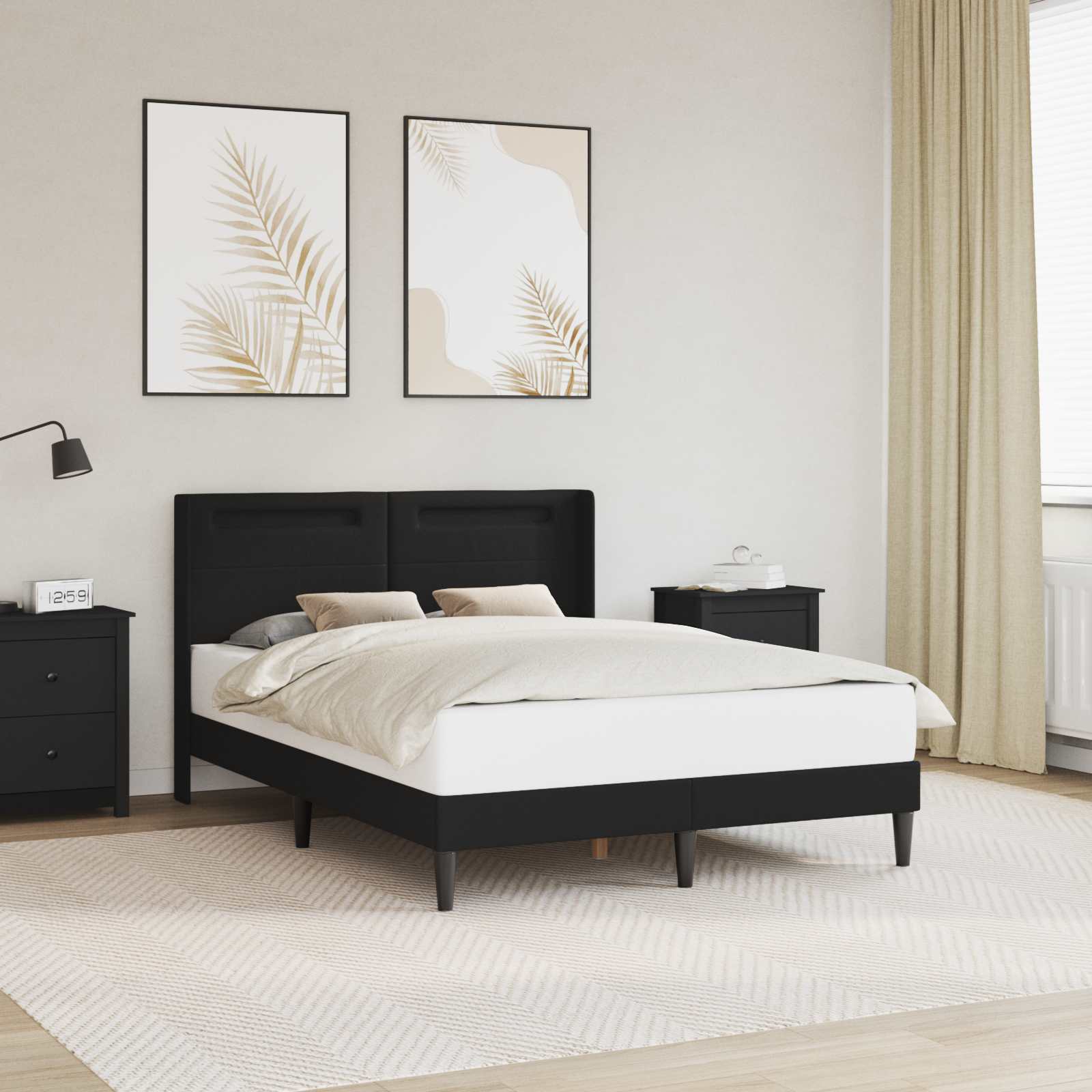 42027973_1.jpg vidaXL Rám postele s LED pásikmi Čierna 120 x 190 cm Umelá koža – Obrázok 1