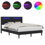 vidaXL Rám postele s LED pásikmi Čierna 120 x 190 cm Umelá koža – Obrázok 2