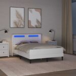 vidaXL Rám postele s LED pásikmi Biela 120 x 190 cm Umelá koža – Obrázok 4