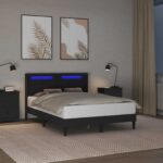 vidaXL Rám postele s LED pásikmi Čierna 140 x 200 cm Umelá koža – Obrázok 4