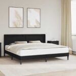 vidaXL Rám postele s LED pásikmi Čierna 180 x 200 cm Umelá koža