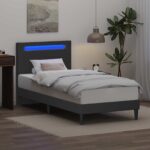 vidaXL Rám postele s LED pásikmi Sivá 80 x 200 cm Umelá koža – Obrázok 4