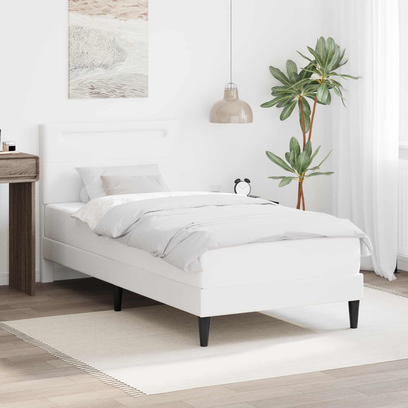42028005_1.jpg vidaXL Rám postele s LED pásikmi Biela 80 x 200 cm Umelá koža – Obrázok 1