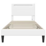 vidaXL Rám postele s LED pásikmi Biela 80 x 200 cm Umelá koža – Obrázok 6