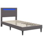vidaXL Rám postele s LED pásikmi Sivá 90 x 190 cm Umelá koža – Obrázok 5