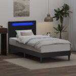 vidaXL Rám postele s LED pásikmi Čierna 90 x 190 cm Umelá koža – Obrázok 4