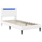 vidaXL Rám postele s LED pásikmi Biela 90 x 190 cm Umelá koža – Obrázok 5