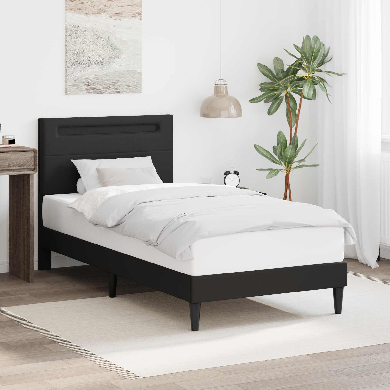 42028010_1.jpg vidaXL Rám postele s LED pásikmi Čierna 90 x 200 cm Umelá koža – Obrázok 1