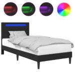 vidaXL Rám postele s LED pásikmi Čierna 90 x 200 cm Umelá koža – Obrázok 2