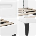 vidaXL Rám postele s LED pásikmi Biela 90 x 200 cm Umelá koža – Obrázok 9