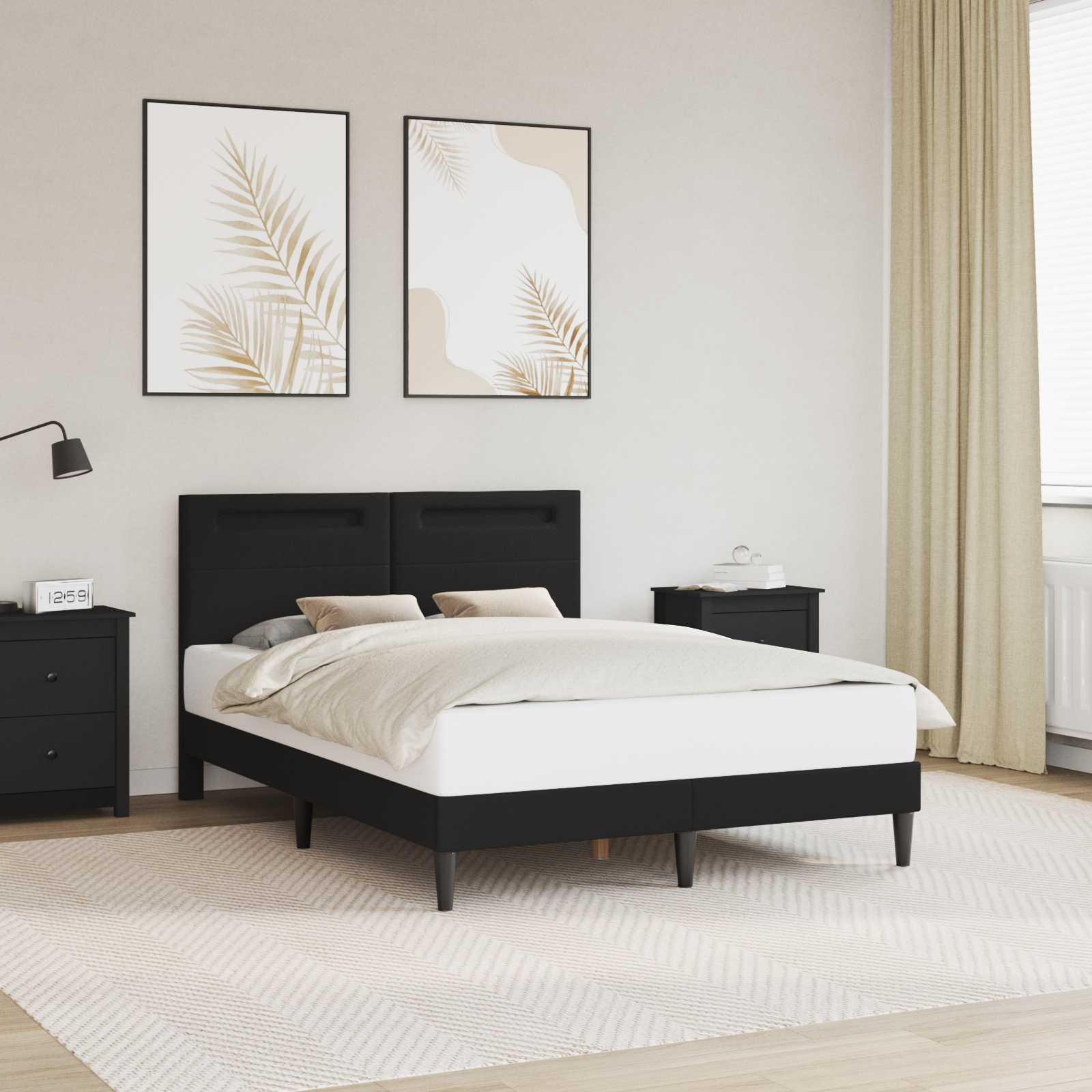 42028016_1.jpg vidaXL Rám postele s LED pásikmi Čierna 120 x 190 cm Umelá koža – Obrázok 1
