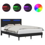 vidaXL Rám postele s LED pásikmi Čierna 120 x 190 cm Umelá koža – Obrázok 2