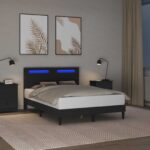 vidaXL Rám postele s LED pásikmi Čierna 120 x 200 cm Umelá koža – Obrázok 4