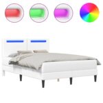 vidaXL Rám postele s LED pásikmi Biela 120 x 200 cm Umelá koža – Obrázok 2