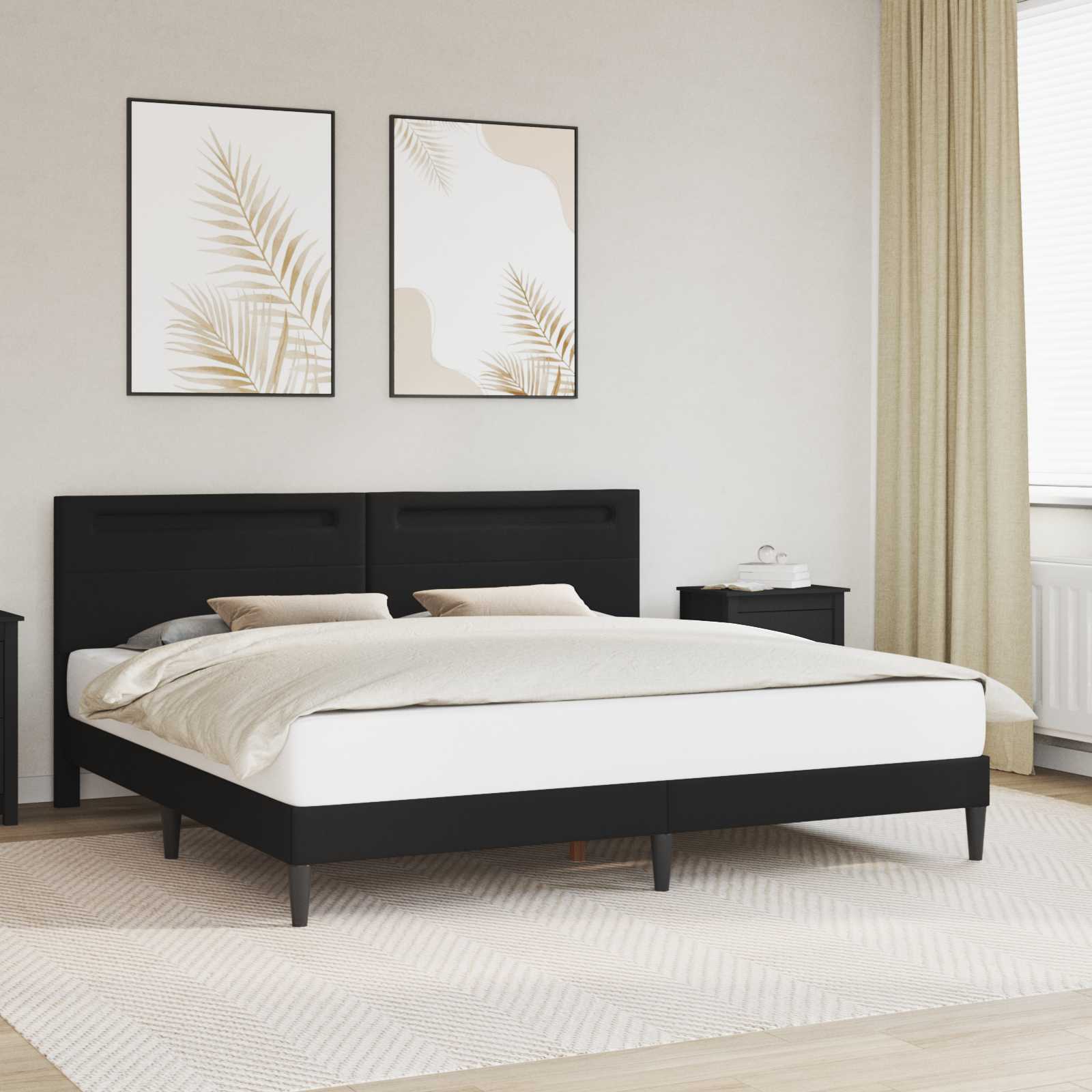 42028034_1.jpg vidaXL Rám postele s LED pásikmi Čierna 200 x 200 cm Umelá koža – Obrázok 1