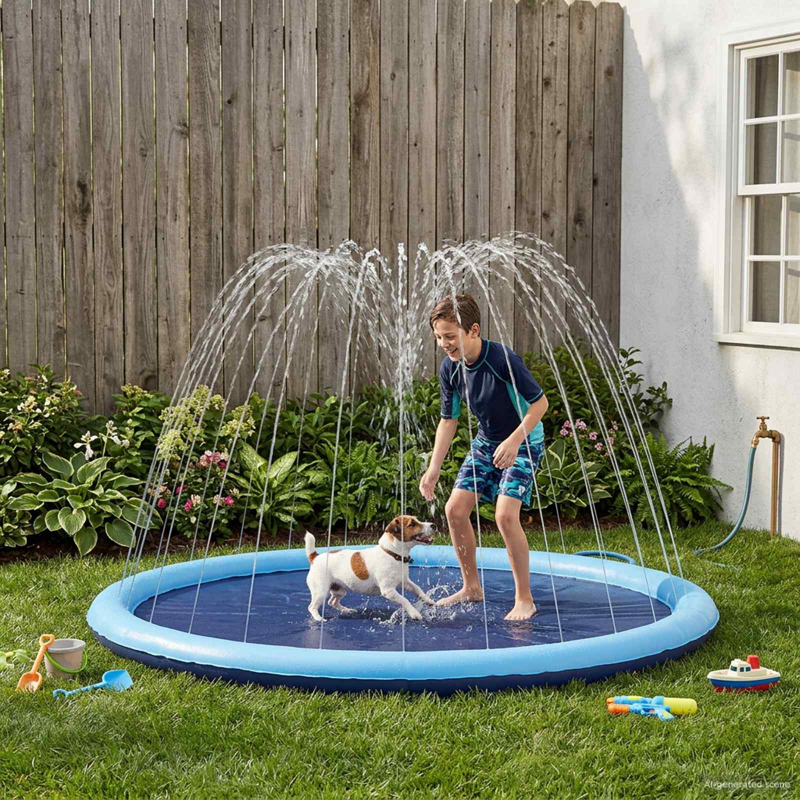 42028269_1.jpg vidaXL Splash pad pre deti a psov Modrá Ø150 x 10 cm PVC – Obrázok 1
