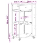 vidaXL Kuchynský vozík na kolieskach Prírodná 47,5 x 36 x 83 cm Bambus – Obrázok 9