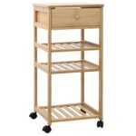 vidaXL Kuchynský vozík na kolieskach Prírodná 37 x 36 x 80 cm Bambus – Obrázok 2