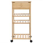 vidaXL Kuchynský vozík na kolieskach Prírodná 37 x 36 x 80 cm Bambus – Obrázok 4