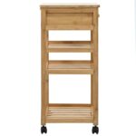vidaXL Kuchynský vozík na kolieskach Prírodná 37 x 36 x 80 cm Bambus – Obrázok 5