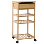 vidaXL Kuchynský vozík na kolieskach Prírodná 37 x 36 x 80 cm Bambus – Obrázok 6