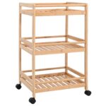 vidaXL Kuchynský vozík na kolieskach Prírodná 46 x 38 x 76 cm Bambus – Obrázok 2