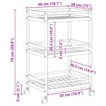 vidaXL Kuchynský vozík na kolieskach Prírodná 46 x 38 x 76 cm Bambus – Obrázok 8