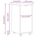vidaXL Koliesková skriňa s kolesom Sivá 34 x 39 x 65,5 cm – Obrázok 10