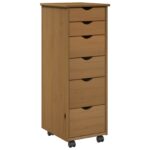 vidaXL Koliesková skriňa s kolesom Medová hnedá 34 x 39 x 93,5 cm – Obrázok 2