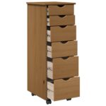 vidaXL Koliesková skriňa s kolesom Medová hnedá 34 x 39 x 93,5 cm – Obrázok 4