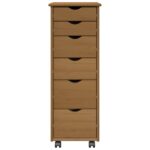 vidaXL Koliesková skriňa s kolesom Medová hnedá 34 x 39 x 93,5 cm – Obrázok 5