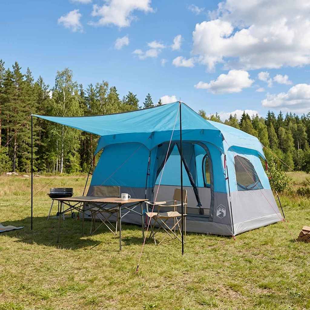 42028494_1.jpg vidaXL Rodinný stan so strechou Modrá 380 x 260 x 190 cm Polyester – Obrázok 1