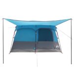 vidaXL Rodinný stan so strechou Modrá 380 x 260 x 190 cm Polyester – Obrázok 5