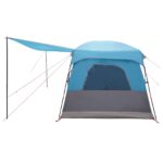vidaXL Rodinný stan so strechou Modrá 380 x 260 x 190 cm Polyester – Obrázok 6
