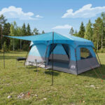 vidaXL Rodinný stan Modrá 500 x 400 x 230 cm Polyester a oceľ