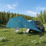 vidaXL Auto Stan so strechou Modrá 308 x 215 x 220 cm Polyester a oceľ