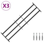 vidaXL Zabezpečovacia mriežka na okná s 3 priečkami 3 pcs 93-174 cm – Obrázok 2